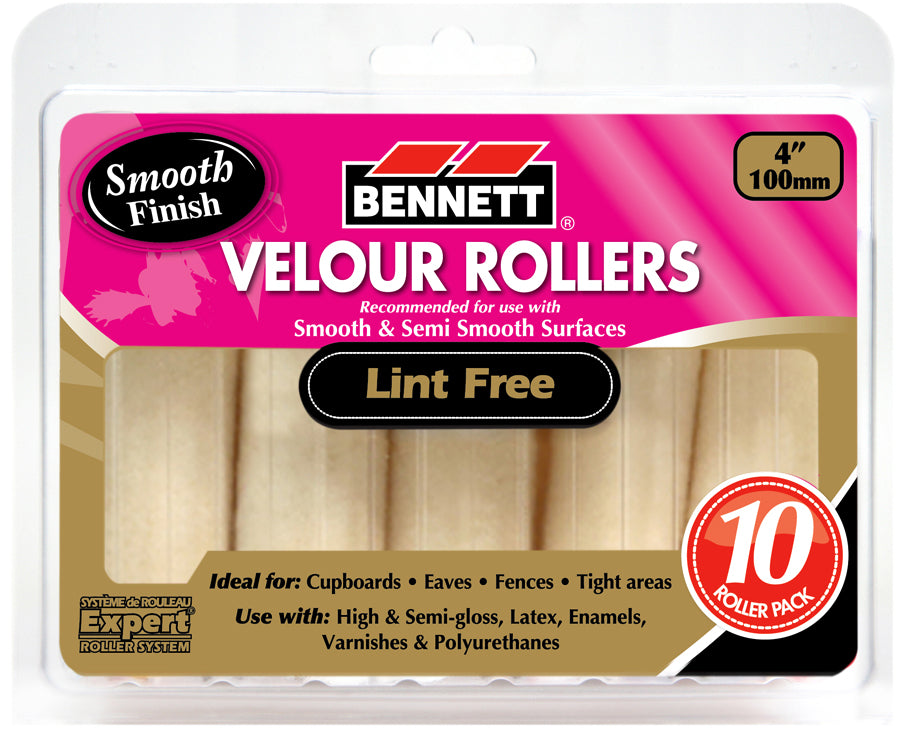 Bennett 4" Lint Free Velour Roller 10-PK