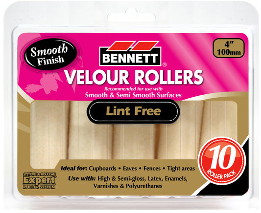 Bennett 4" Lint Free Velour Roller 10-PK