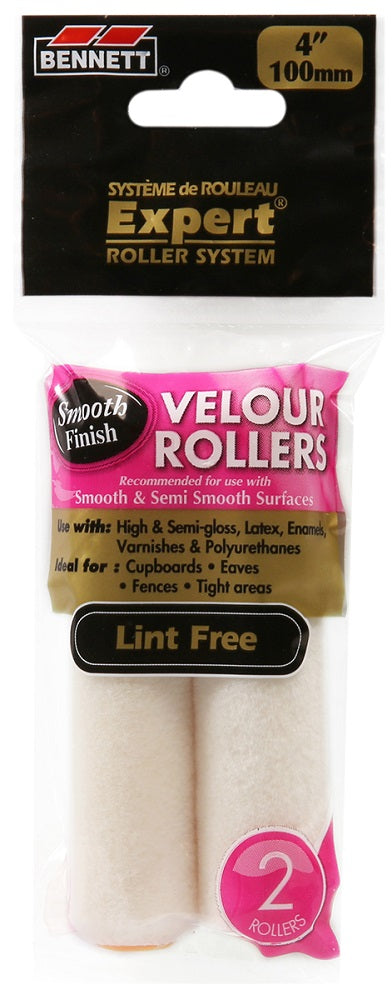 Bennett 4" Lint Free Velour Roller 2-PK