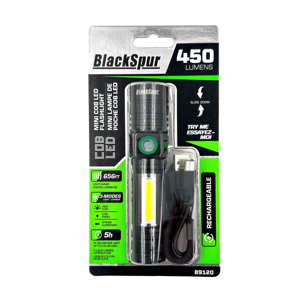 BlackSpur Mini COB LED Rechargeable Flashlight