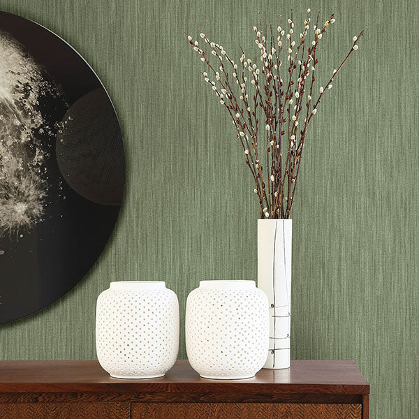 Chinile Green Linen Texture Wallpaper