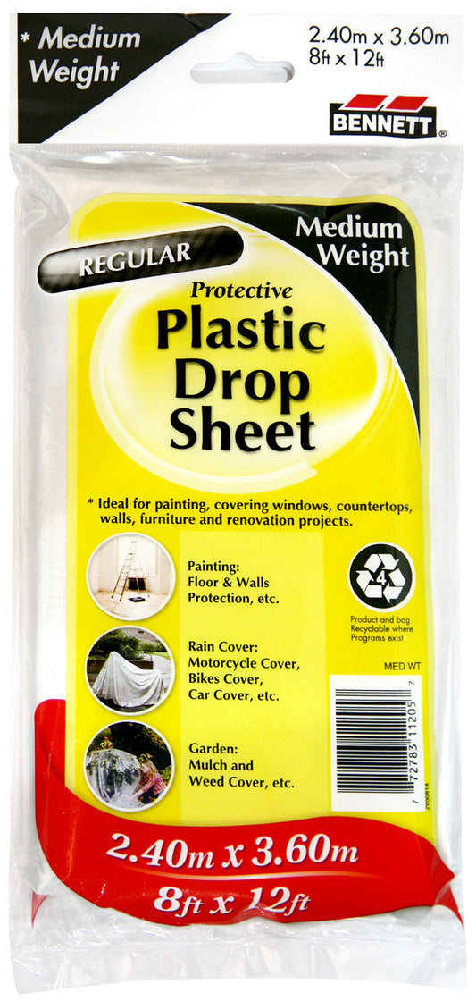 Bennett Medium Weight Plastic Drop Sheet 8Ft x 12Ft